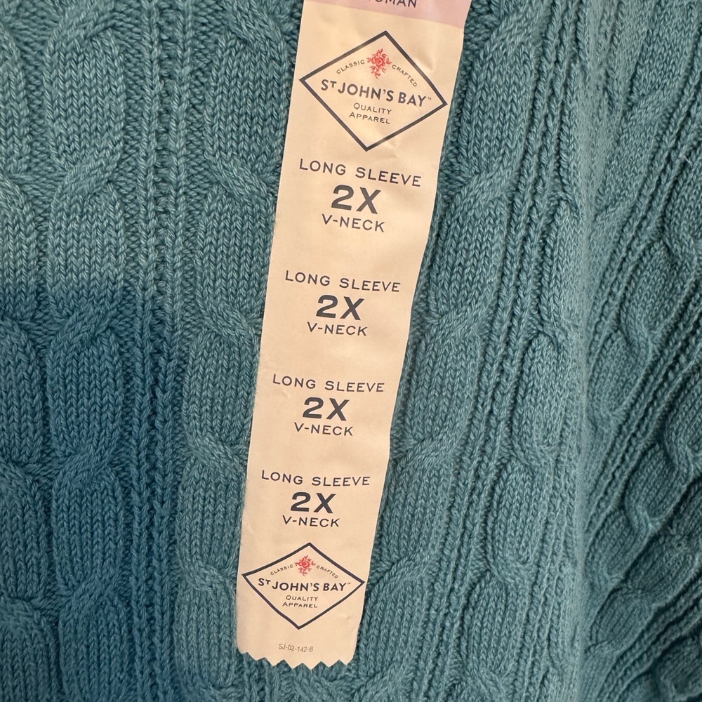 NWT Women's Teal V-Neck Sweater PERFCT for FALL!!! PLUS 2X #P - Picture 6 of 9